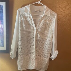 White Lace button down top
